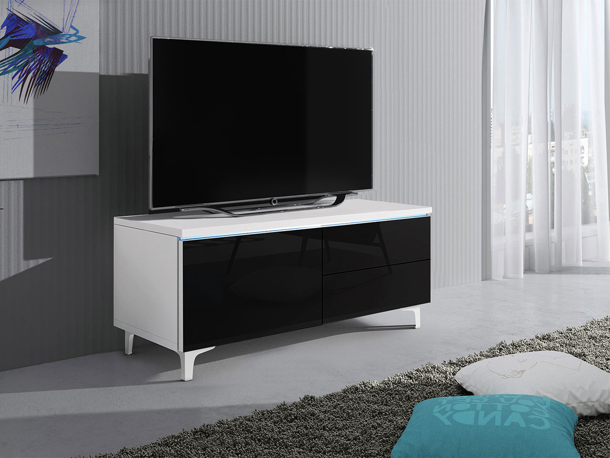 TV staliukas Uva III (Balta + Blizgi juoda)