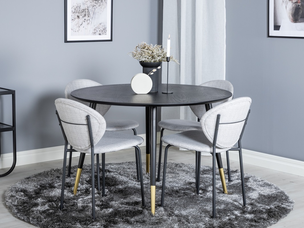 Valgomojo komplektas Dallas 1186 (Pilka + Juoda)