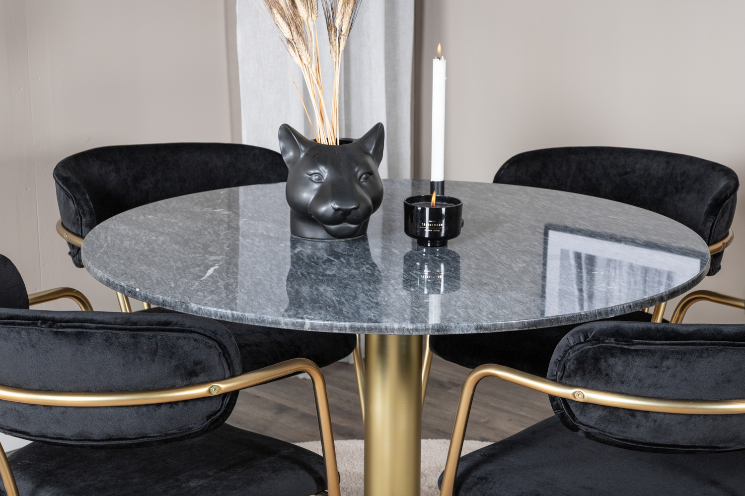 Valgomojo komplektas Dallas 1208 (Juoda + Auksinė)