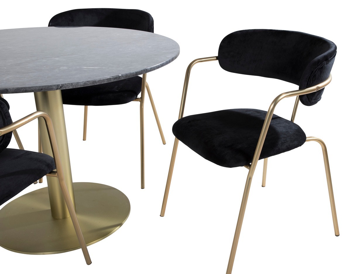 Valgomojo komplektas Dallas 1208 (Juoda + Auksinė)