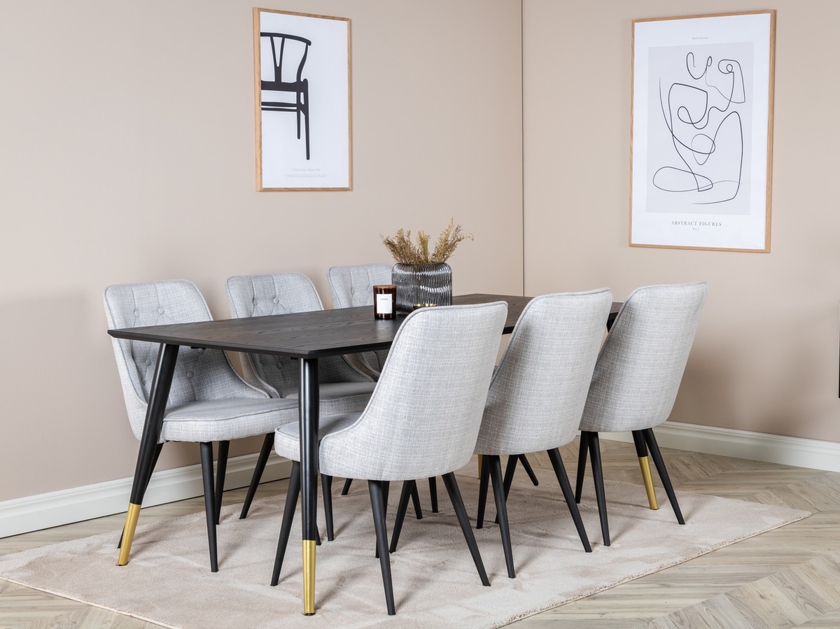 Valgomojo komplektas Dallas 1256 (Pilka + Juoda)