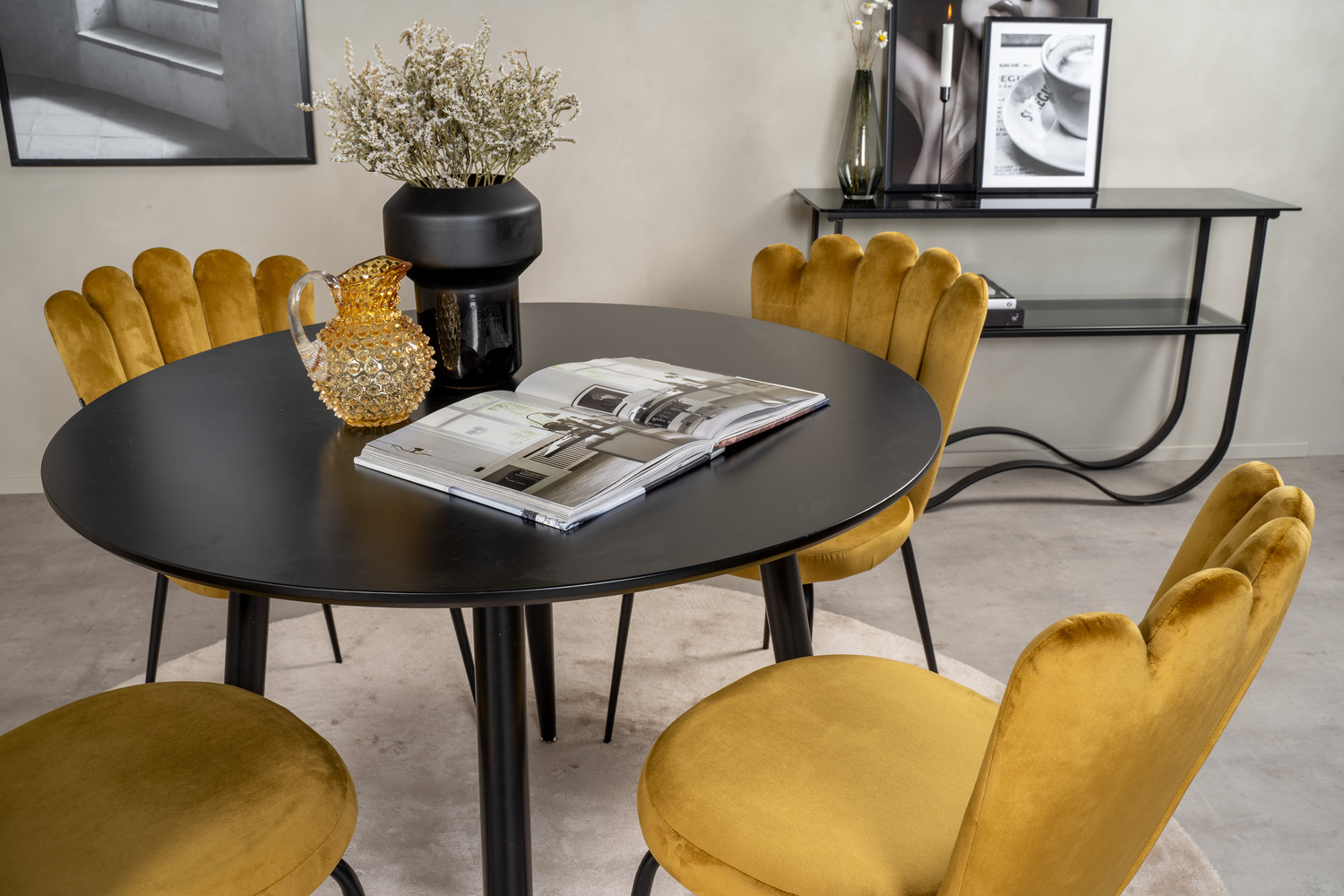 Valgomojo komplektas Dallas 1264 (Geltona + Juoda)