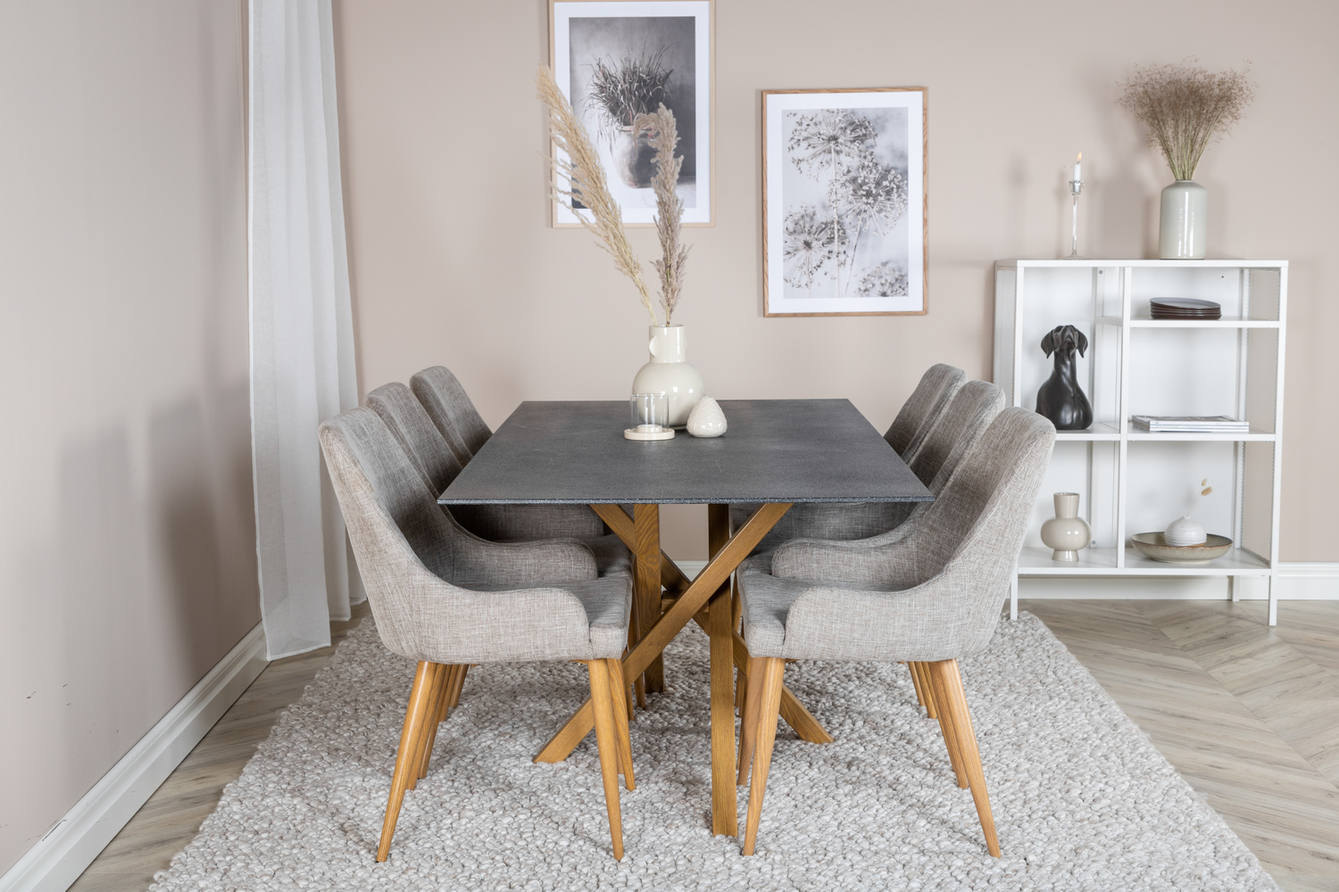 Valgomojo komplektas Dallas 2686 (Šviesi pilka + Ąžuolas)