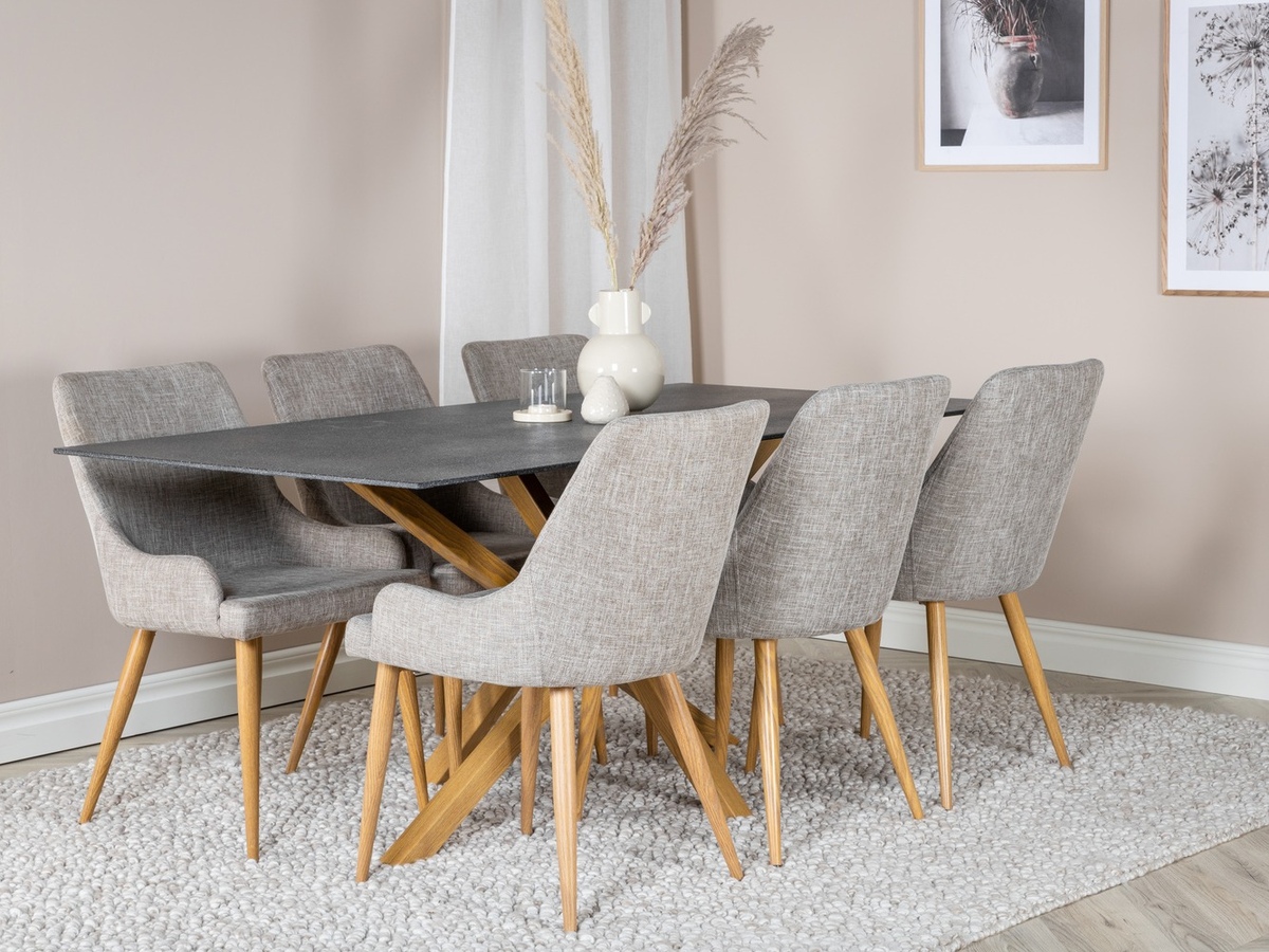 Valgomojo komplektas Dallas 2686 (Šviesi pilka + Ąžuolas)