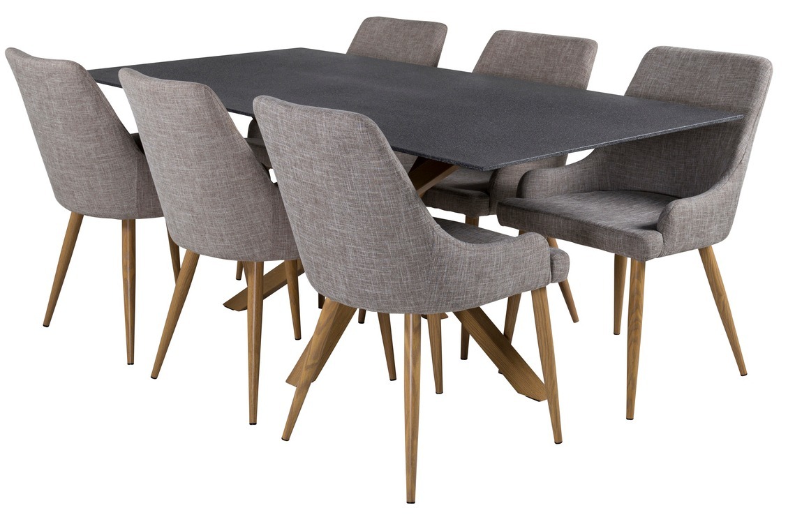 Valgomojo komplektas Dallas 2686 (Šviesi pilka + Ąžuolas)