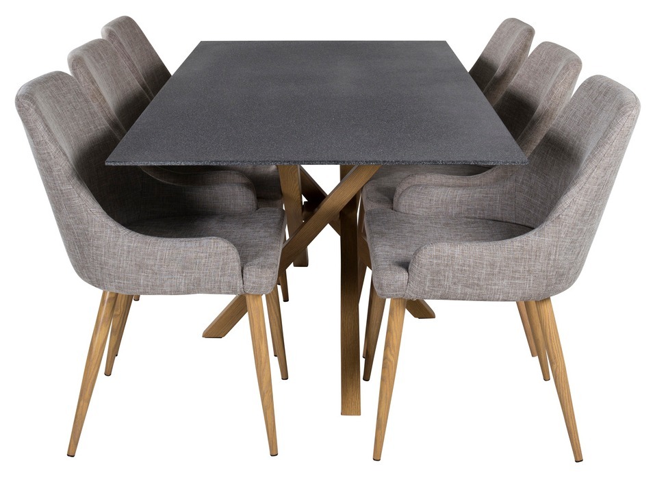 Valgomojo komplektas Dallas 2686 (Šviesi pilka + Ąžuolas)