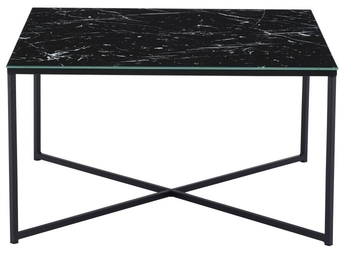 Žurnalinis staliukas Riverton 381 (Juodas marmuras + Juoda)