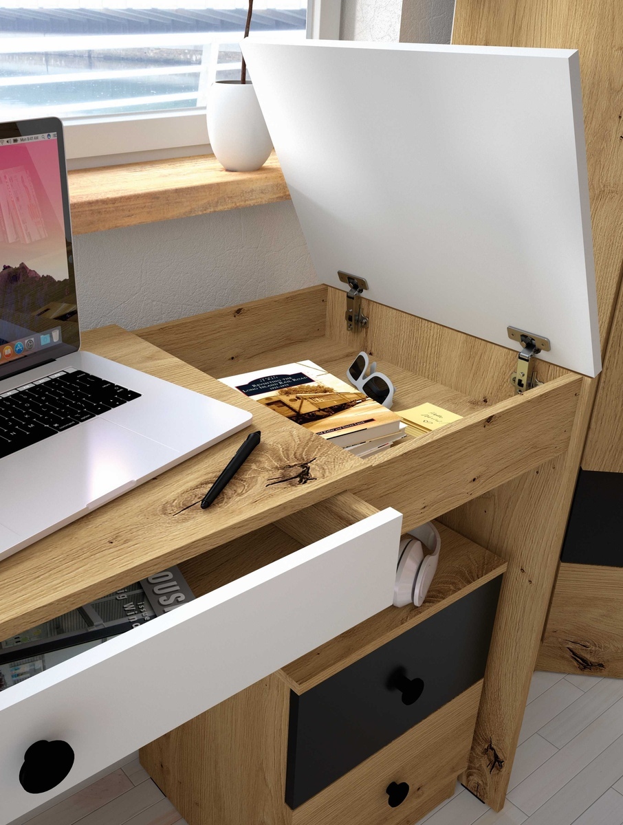 Naktinis staliukas Mirelbu 108 (Artisan ąžuolas + Juoda)