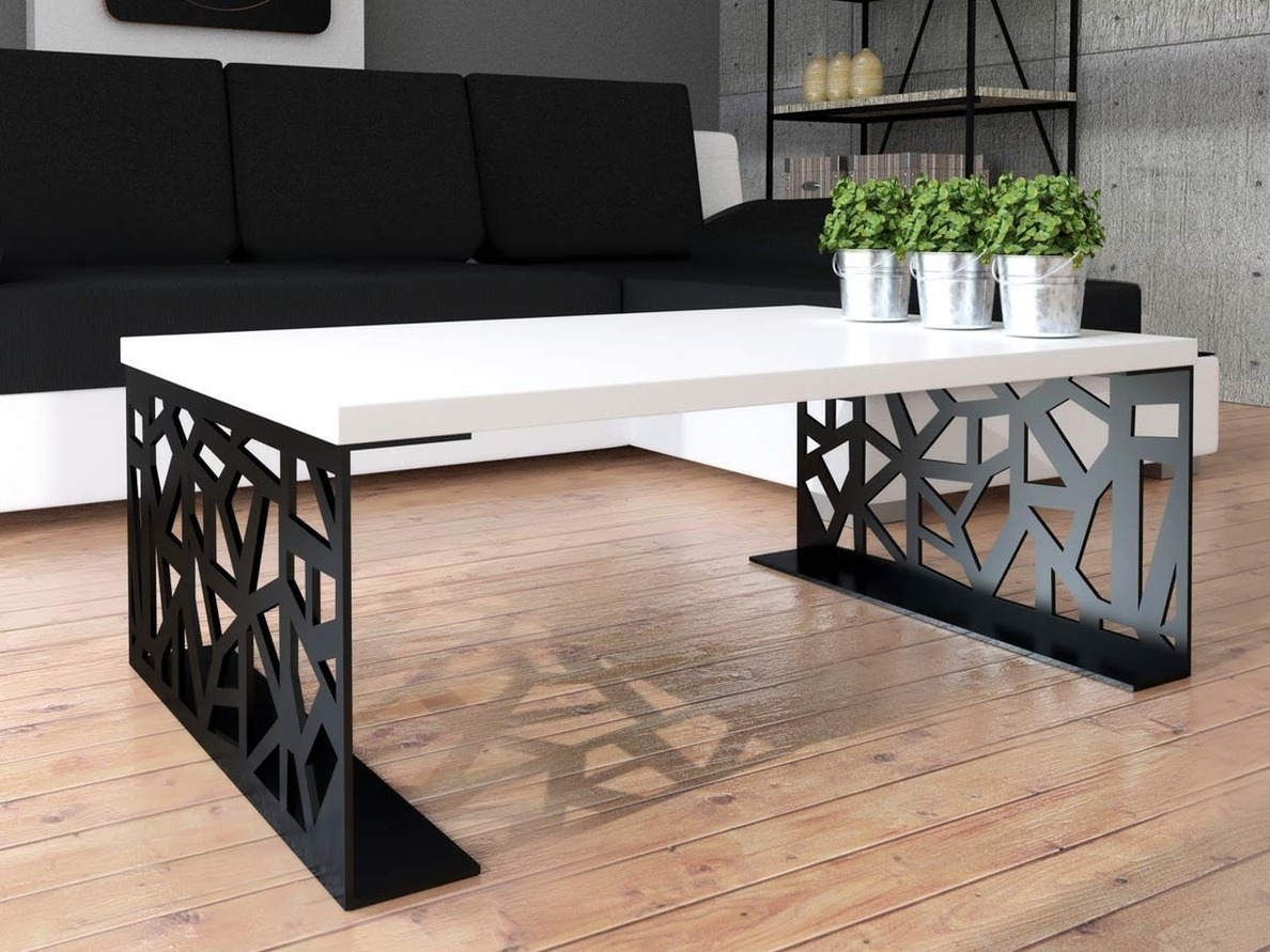 Žurnalinis staliukas Germantown 101 (Matinė juoda + Blizgi balta)