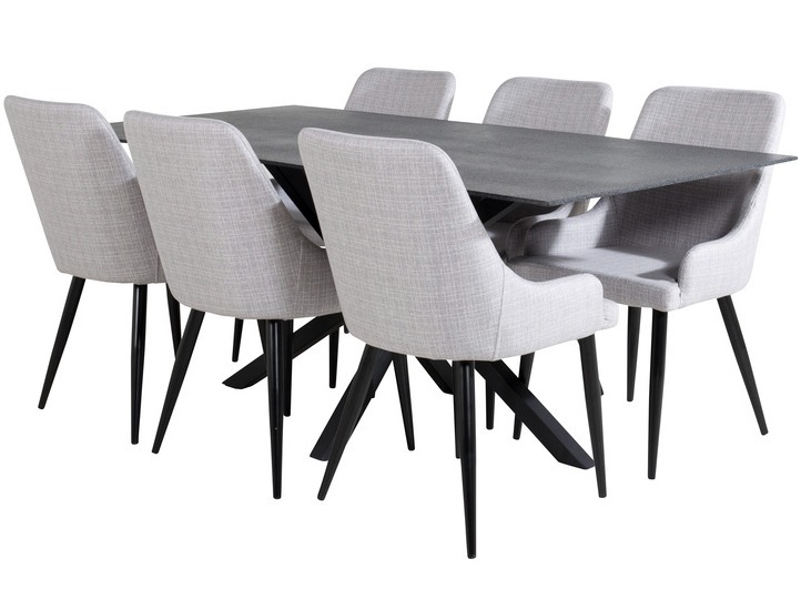 Valgomojo komplektas Dallas 1803 (Juoda + Šviesi pilka)