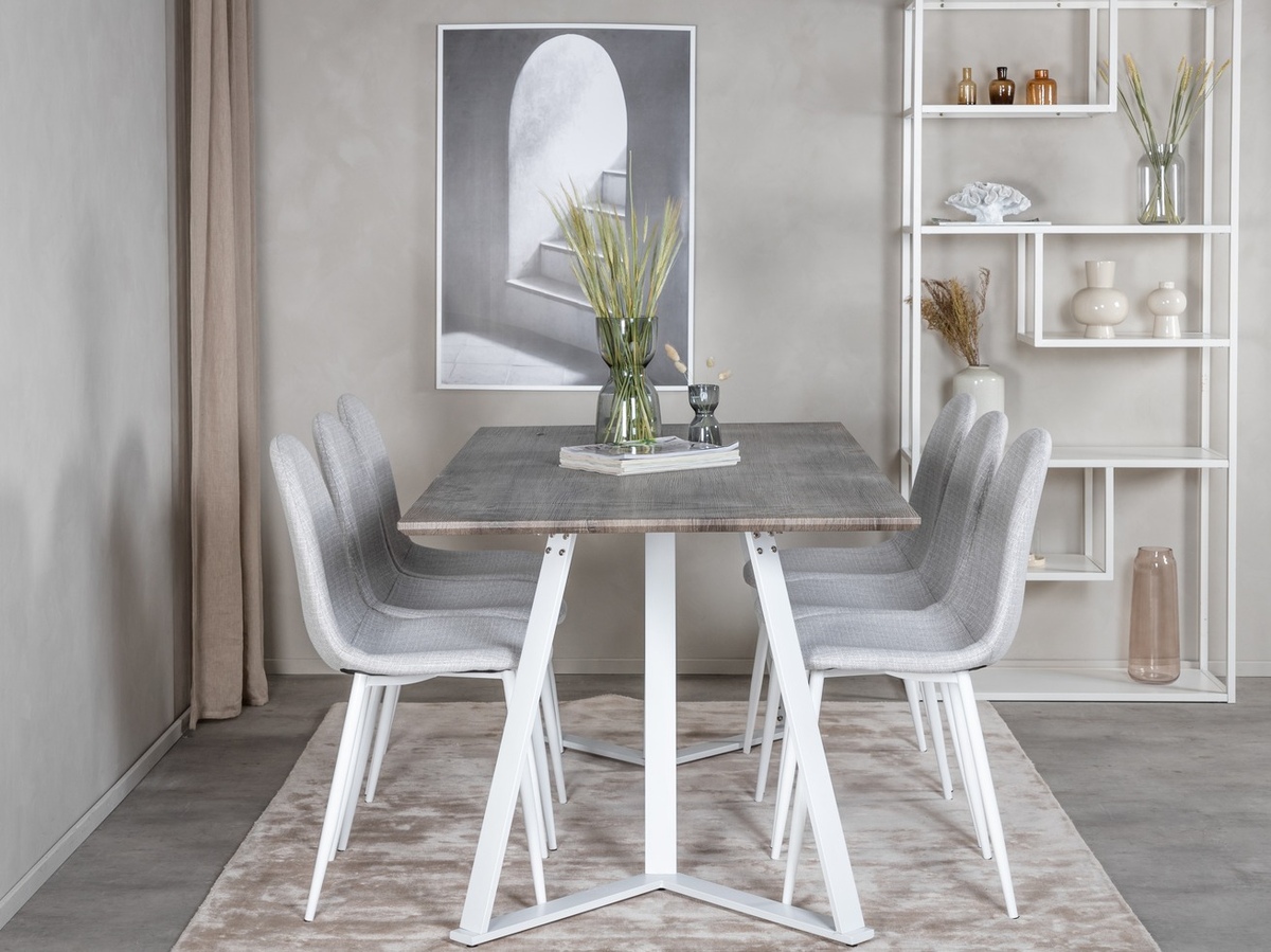 Valgomojo komplektas Dallas 1804 (Šviesi pilka + Balta)