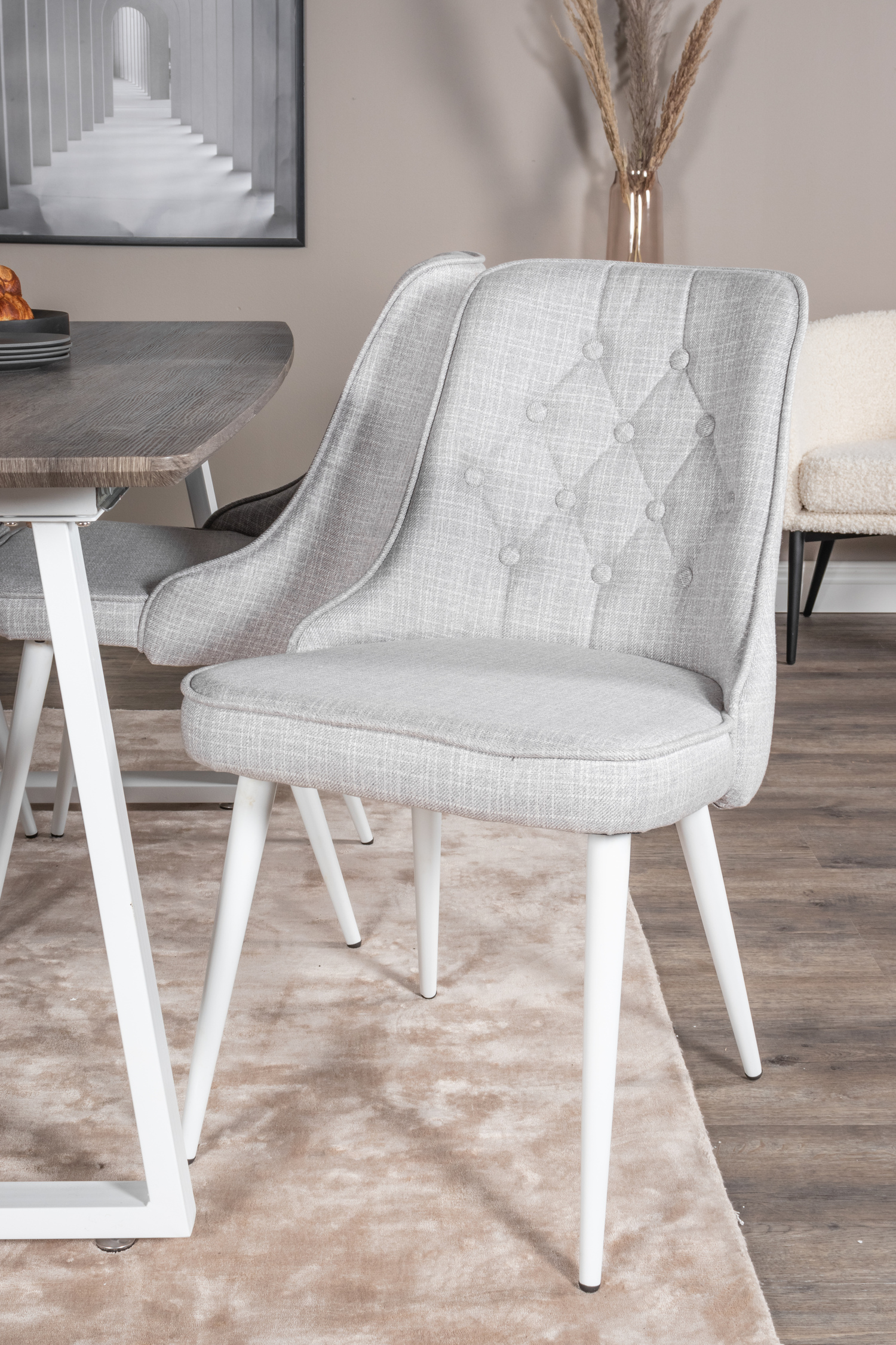 Valgomojo komplektas Dallas 1805 (Balta + Šviesi pilka)