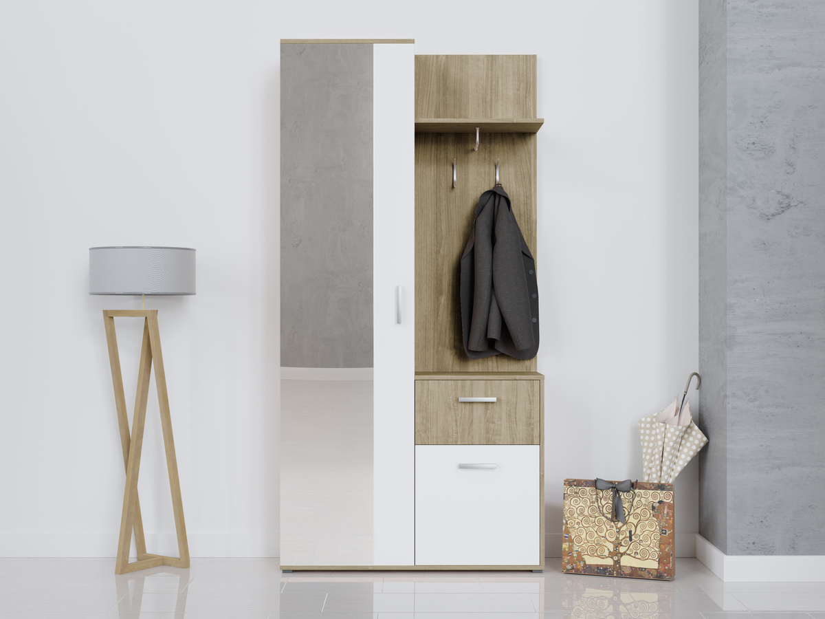 Prieškambario komplektas Stanton 103 (Sonomos ąžuolas + Balta)