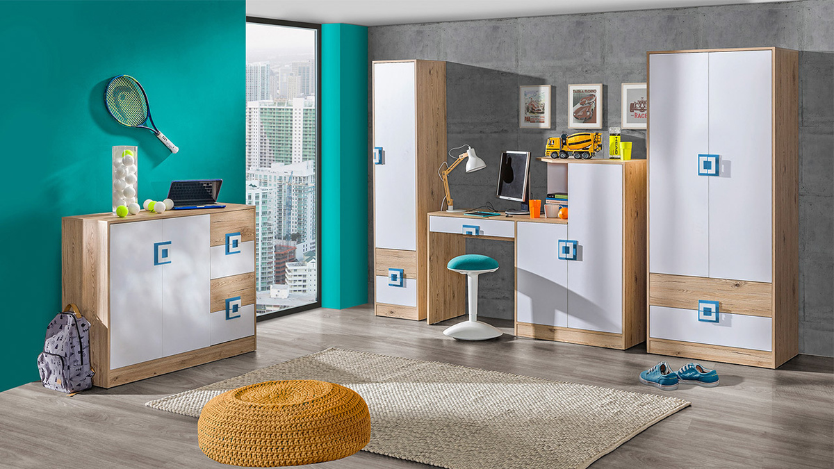 Spinta Balvire 104 (Šviesus ąžuolas + Balta + Rožinė)