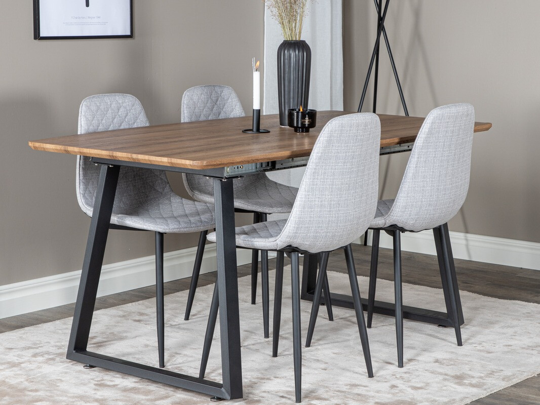 Valgomojo komplektas Dallas 336 (Šviesi pilka + Juoda)