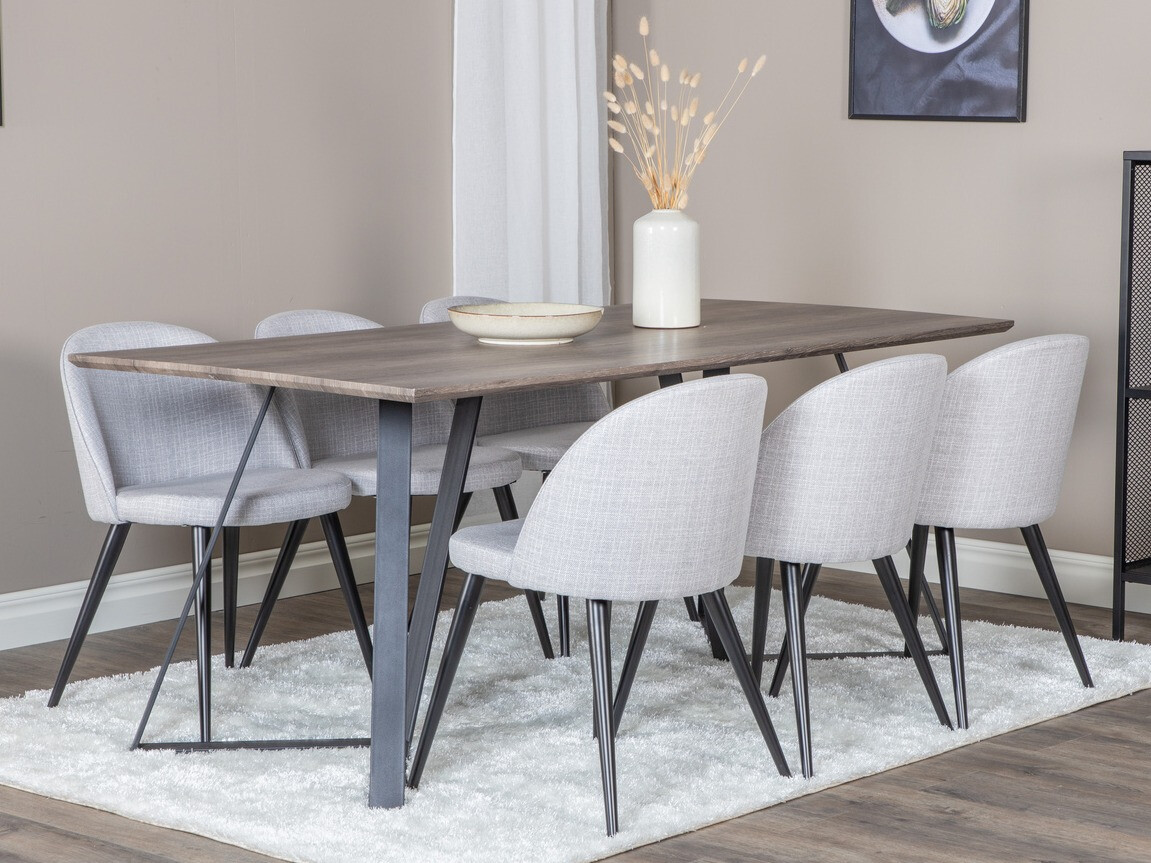 Valgomojo komplektas Dallas 340 (Šviesi pilka + Juoda)