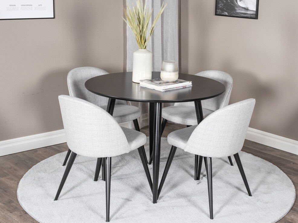 Valgomojo komplektas Dallas 343 (Šviesi pilka + Juoda)