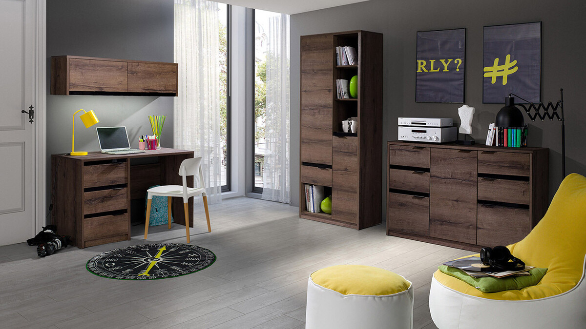 Pakabinama spintelė Fivelbo 111 (Monastery ąžuolas + Blizgi juoda)