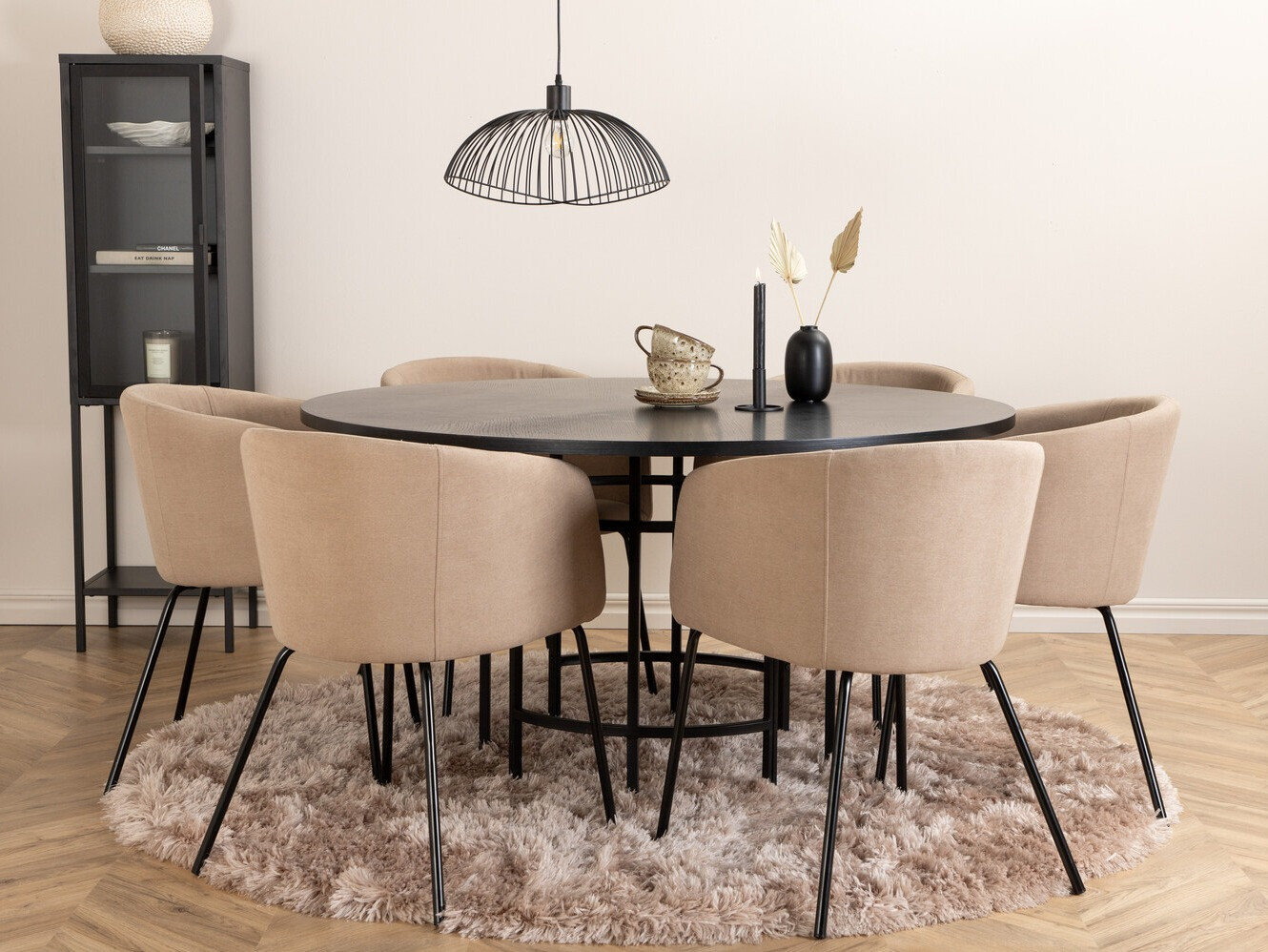 Valgomojo komplektas Dallas 2378 (Juoda + Smėlinė)