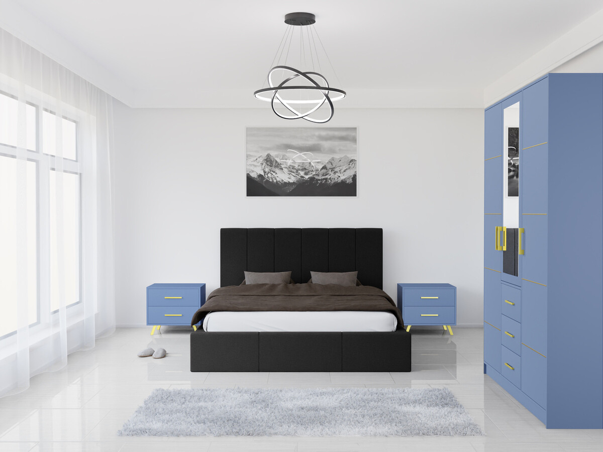 Miegamojo komplektas Dortivu 154 (Mėlyna + Inari 96)