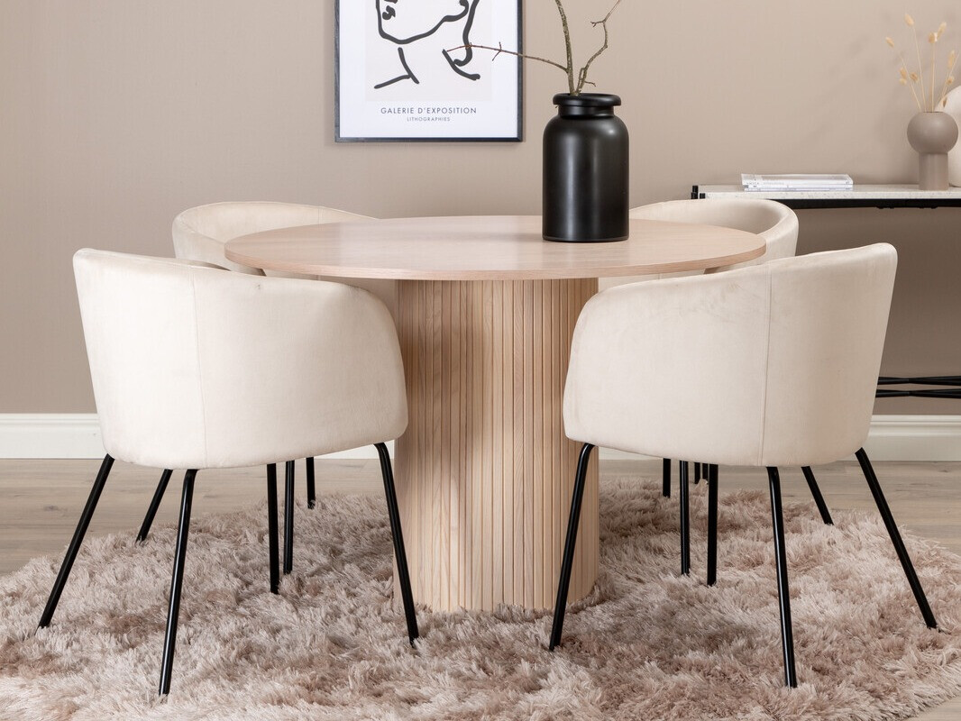 Valgomojo komplektas Dallas 2557 (Kreminė + Juoda)