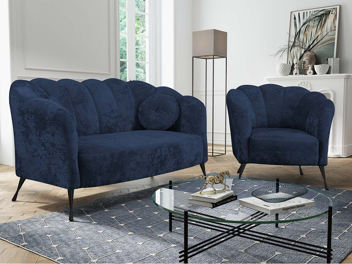 Mėlyni minkštų baldų komplektai