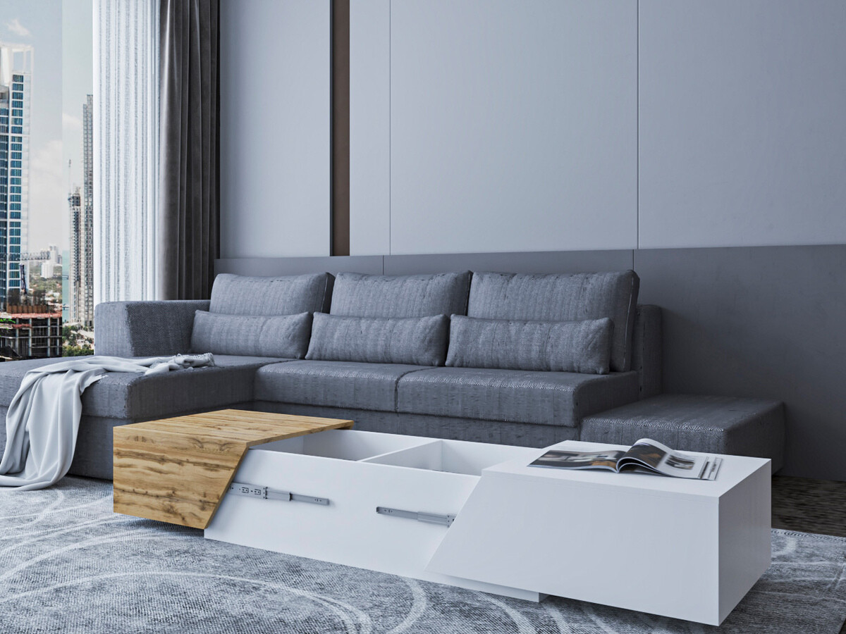 Žurnalinis staliukas Comfivo Daldune 102 (Antracitas + Votan ąžuolas)