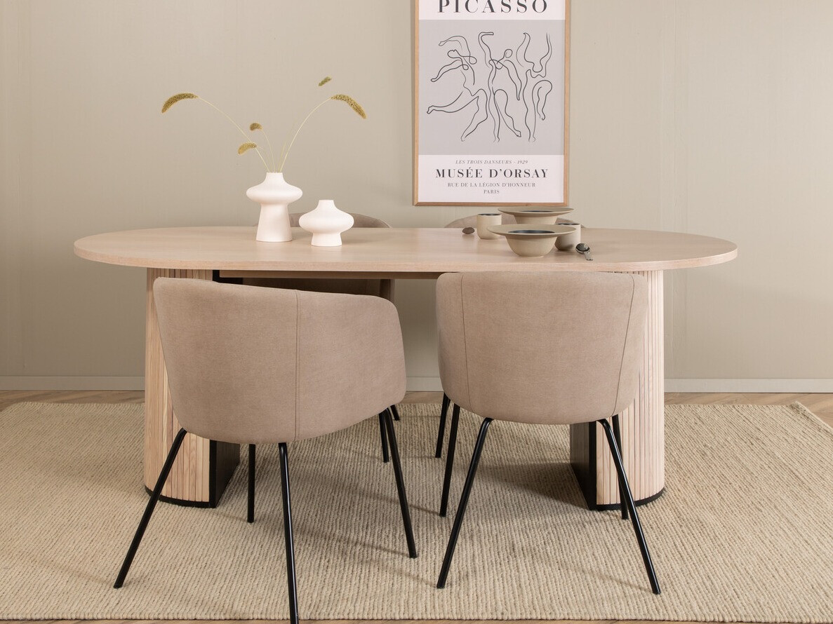 Valgomojo komplektas Dallas 2767 (Smėlinė + Juoda)