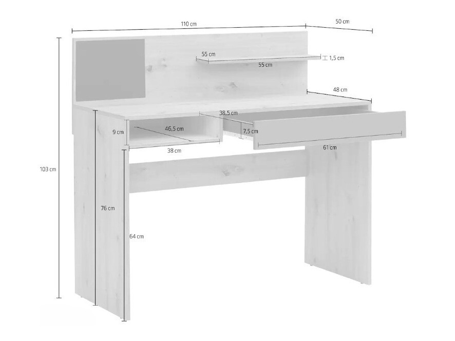 Darbo stalas Denton 301 (Balta + Juoda)