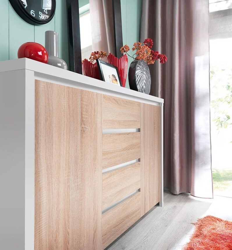 Komoda Nolroma 103 (Balta + Sonomos ąžuolas)