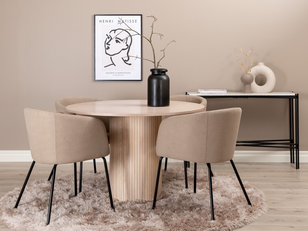 Valgomojo komplektas Dallas 2557 (Smėlinė + Juoda)