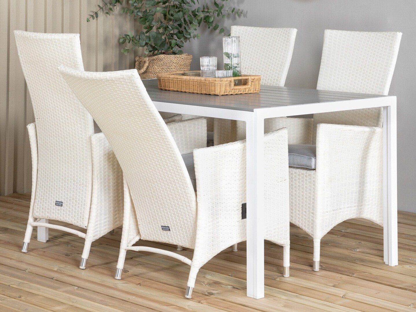 Stalo ir kėdžių komplektas Dallas 2255 (Balta + Pilka)