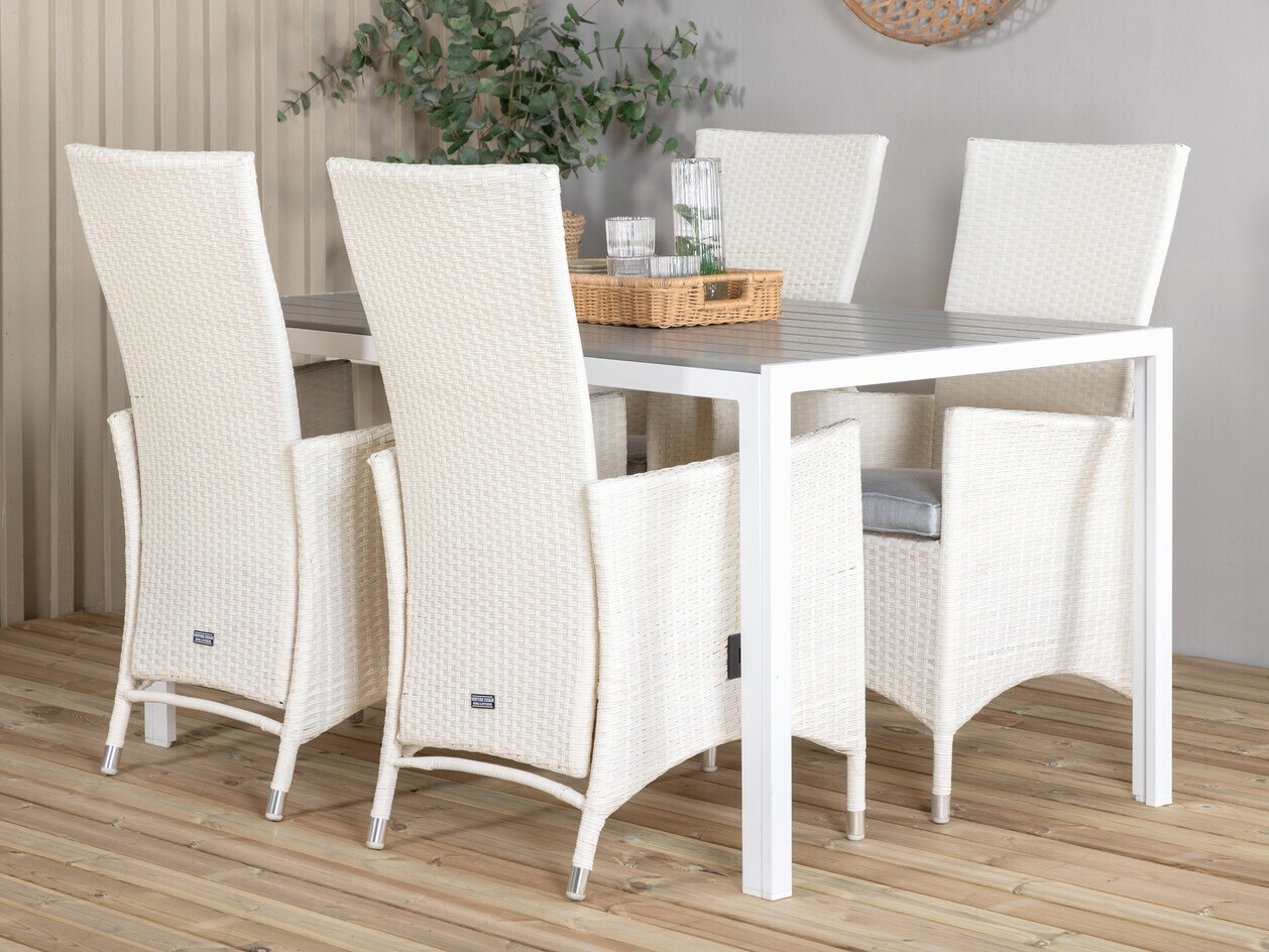 Stalo ir kėdžių komplektas Dallas 2255 (Balta + Pilka)