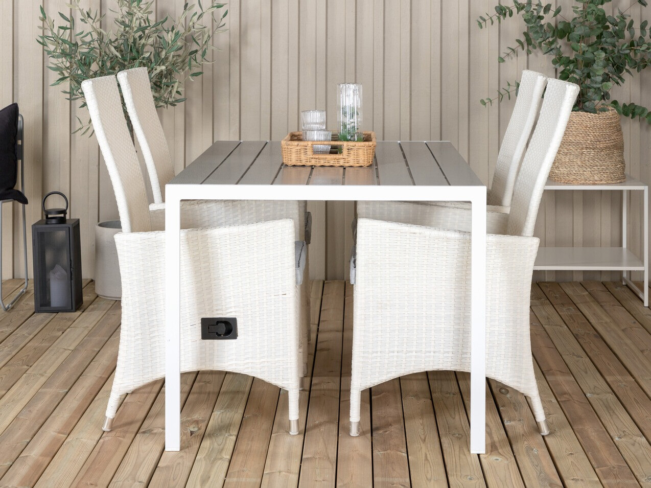 Stalo ir kėdžių komplektas Dallas 2255 (Balta + Pilka)