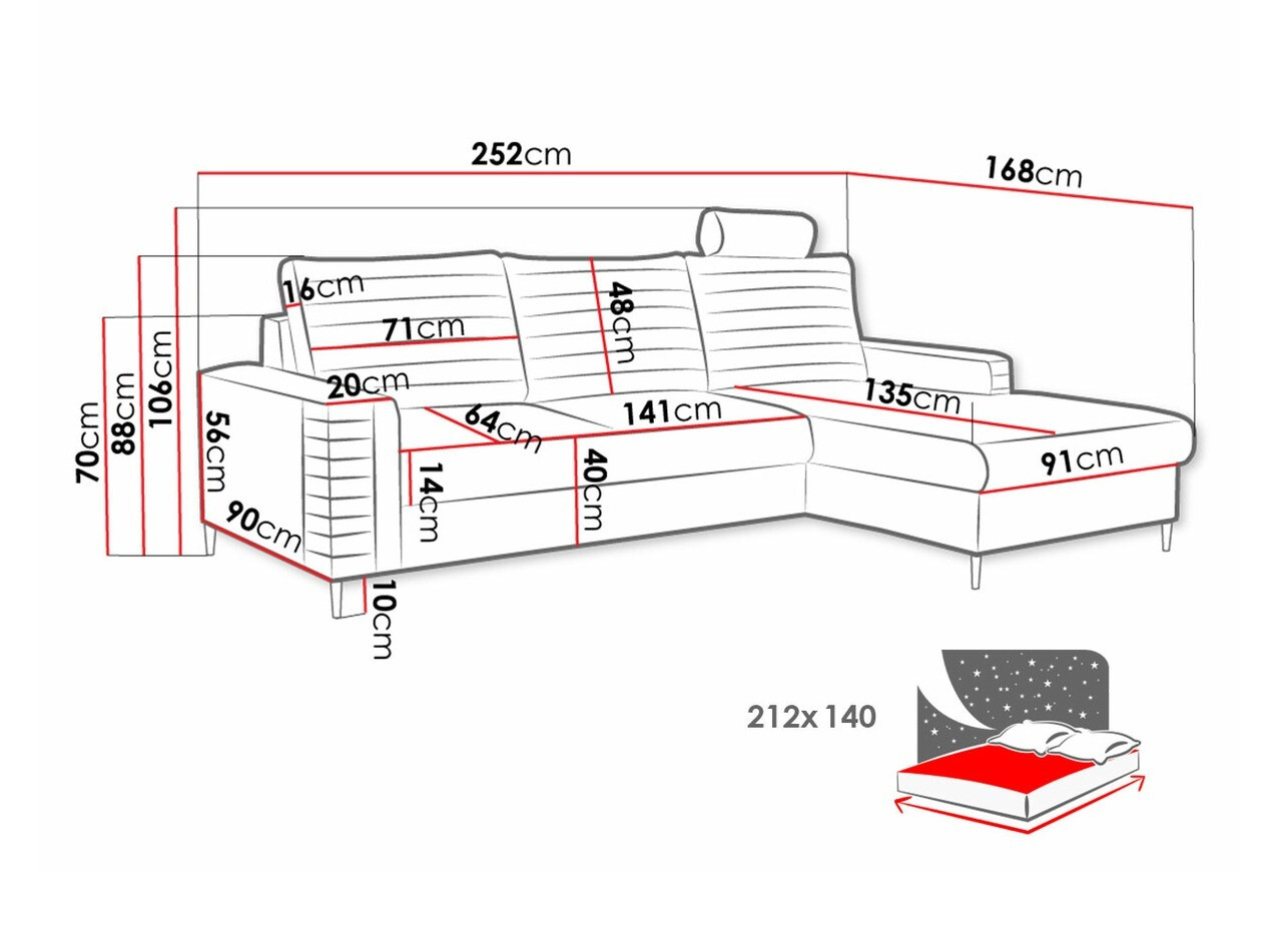 Minkštas kampas Comfivo Cumintudo (Velluto 25)