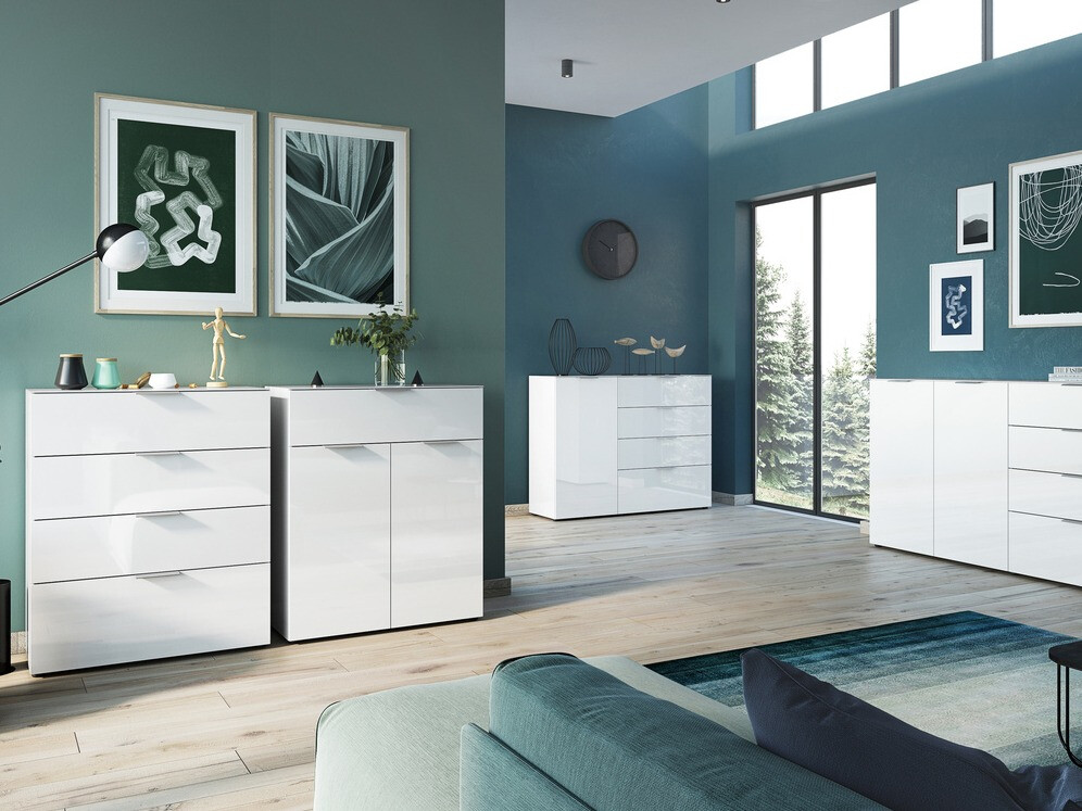 Komoda Sacramento 299 (Balta + Blizgi balta)