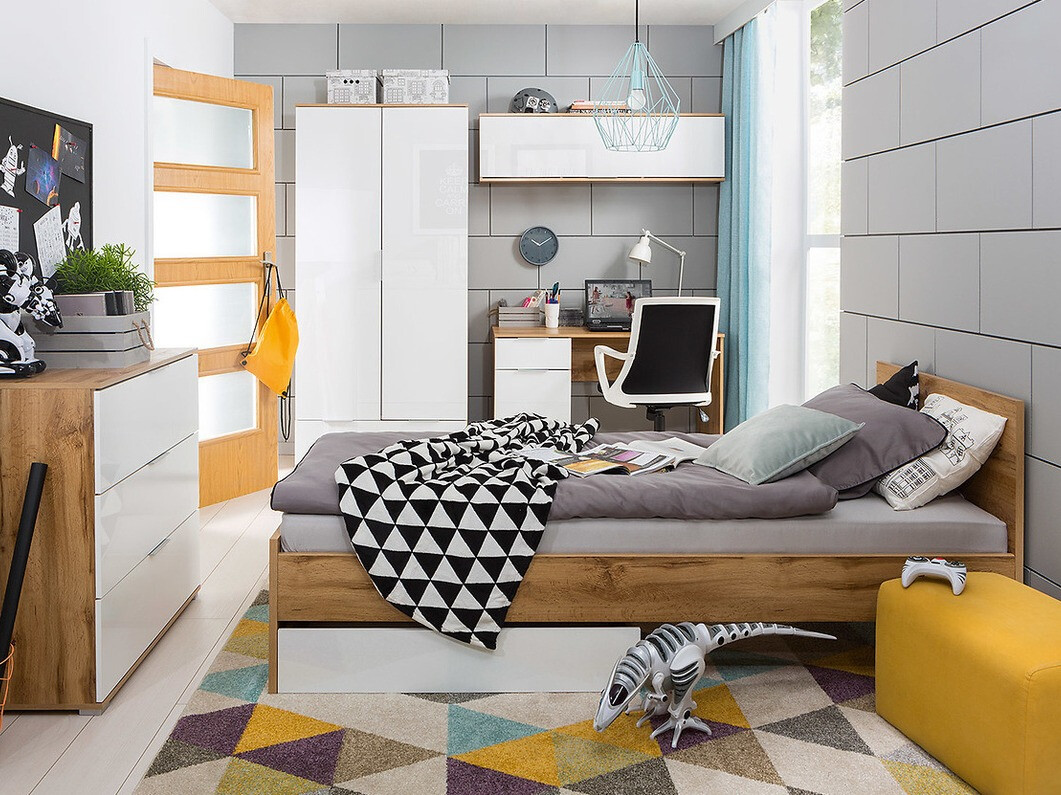 Pakabinama spintelė Tivetra 110 (Votan ąžuolas + Blizgi balta)