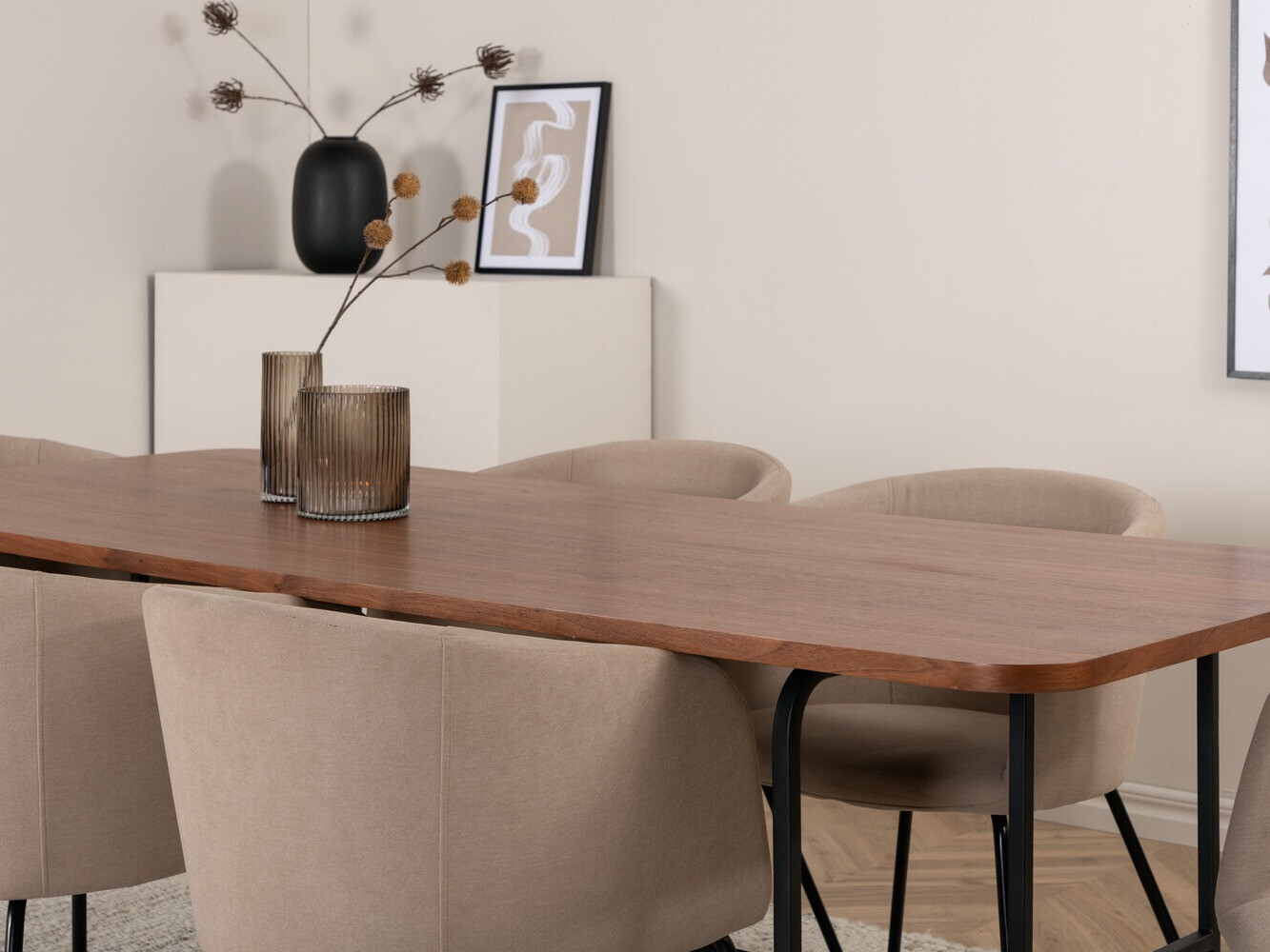 Valgomojo komplektas Dallas 2793 (Smėlinė + Juoda)