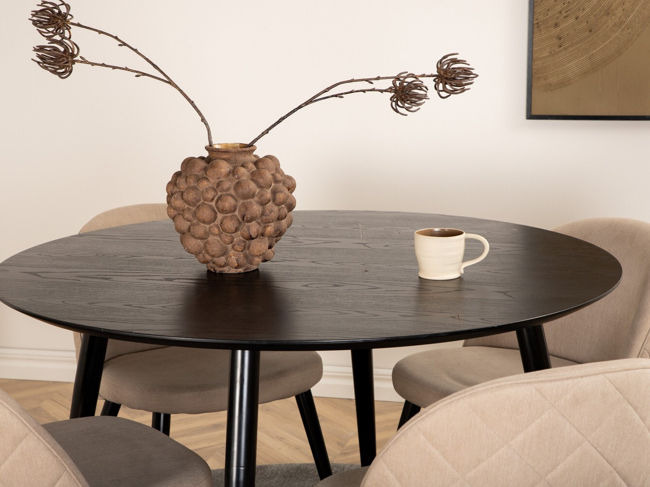 Valgomojo komplektas Dallas 2545 (Smėlinė + Juoda)