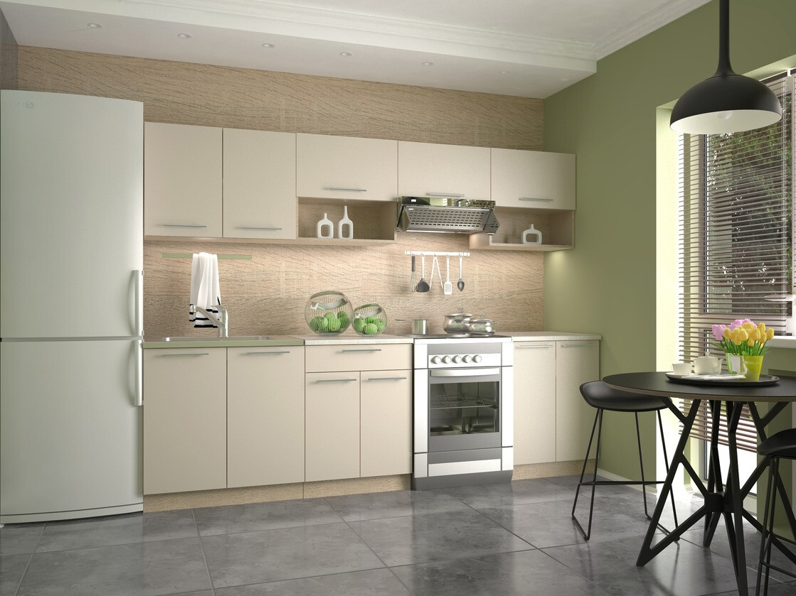 Virtuvės komplektas Houston 858 (Kreminė + Sonomos ąžuolas)