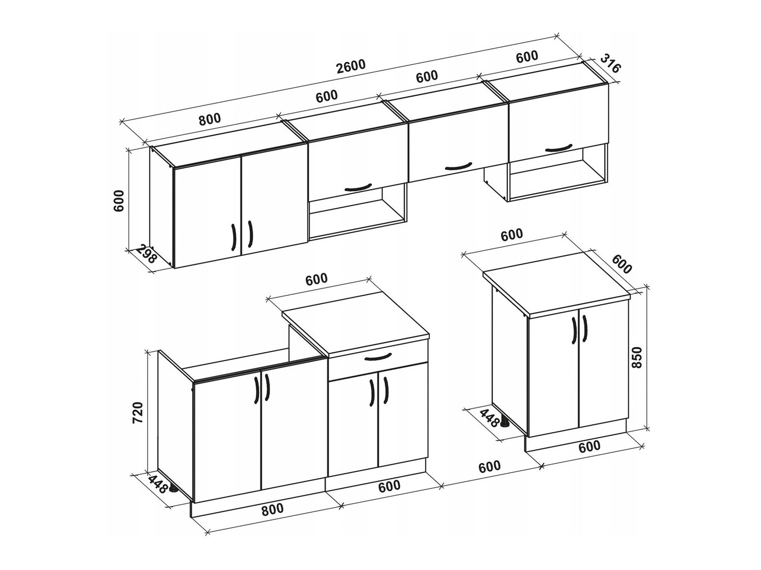 Virtuvės komplektas Houston 858 (Kreminė + Sonomos ąžuolas)