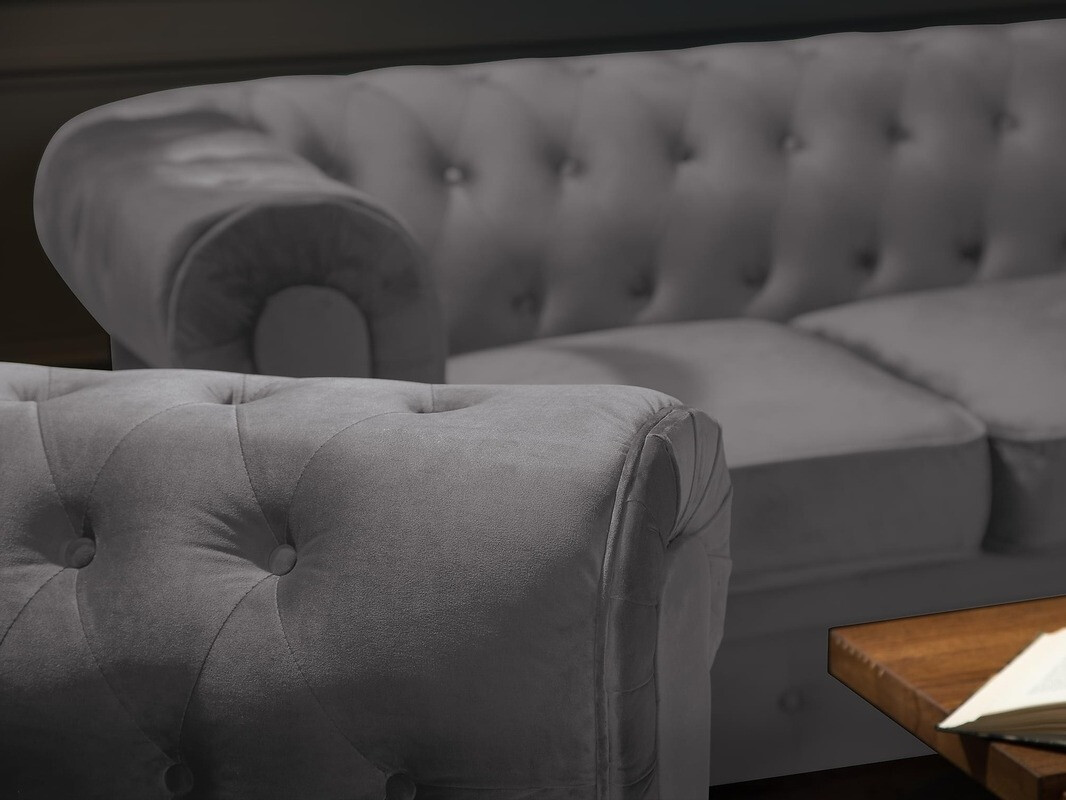 Chesterfield minkštų baldų komplektas Manor House Ophfenu 101 (Tamsi pilka)