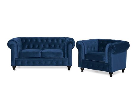 Chesterfield minkštų baldų komplektas Manor House Ophfenu 102 (Mėlyna)