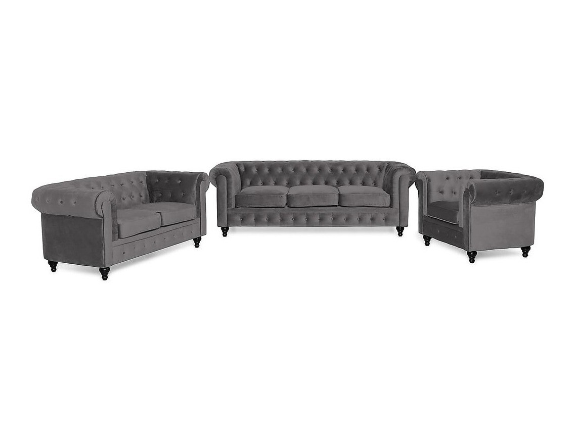Chesterfield minkštų baldų komplektas Manor House Ophfenu 110 (Tamsi pilka)