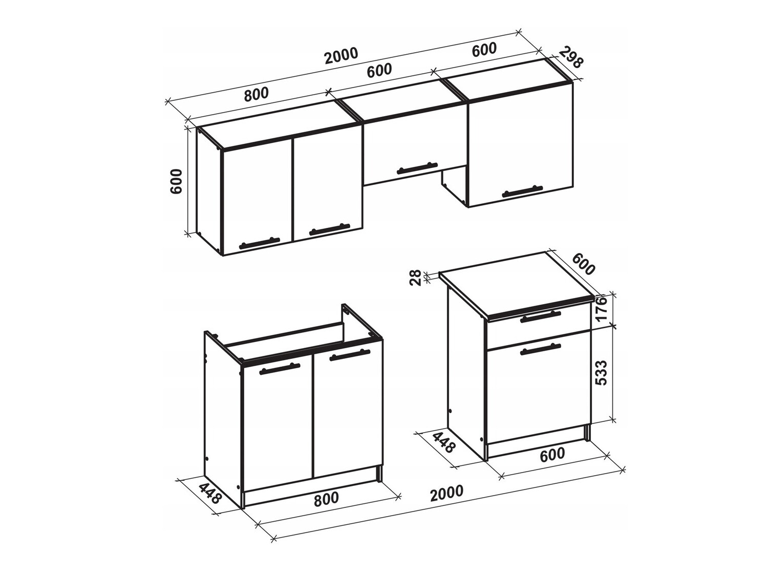 Virtuvės komplektas Houston 857 (Blizgi balta + Sonomos ąžuolas)