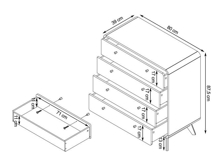 Komoda Elbtena 112 (Ąžuolas + Juoda)