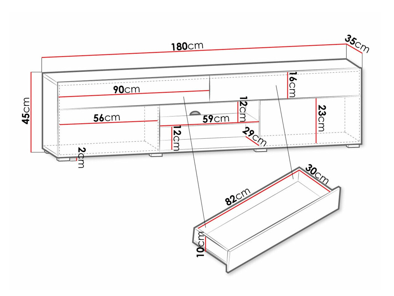TV staliukas Sarasota 134 (Balta + Blizgi balta)
