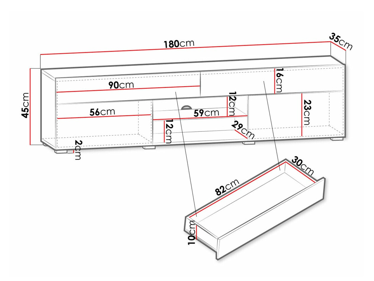 TV staliukas Sarasota 134 (Balta + Blizgi balta)