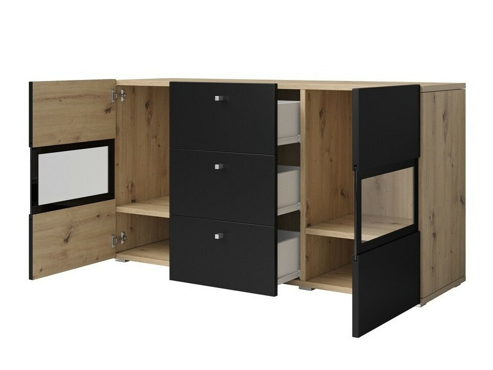 Svetainės komplektas Serodeu 104 (Artisan ąžuolas + Matinė juoda)