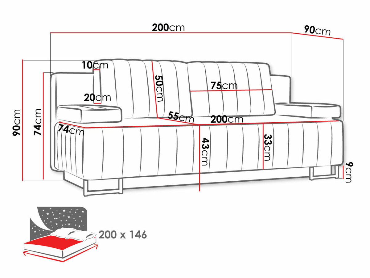 Sofa lova Columbus 152 (Lux 05)
